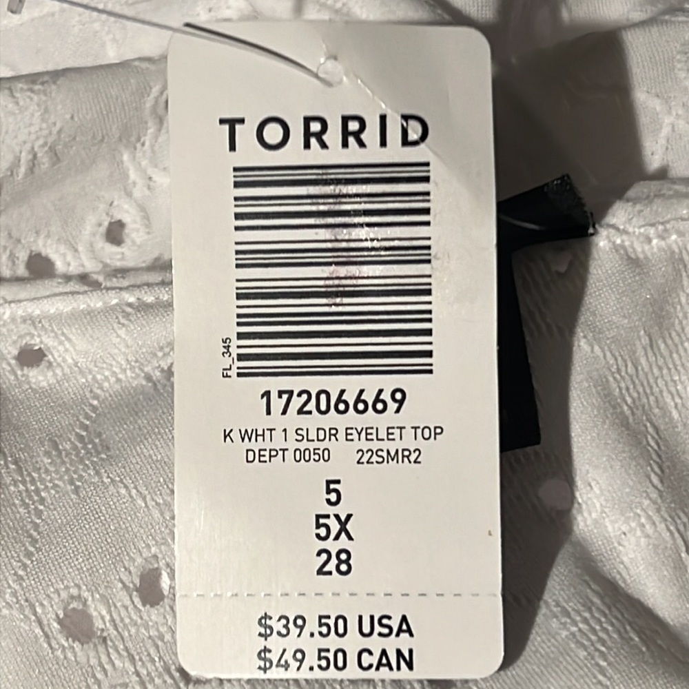 Torrid One Shoulder Ruffle Top Eyelet Jersey White Size 5X - Picture 7 of 10